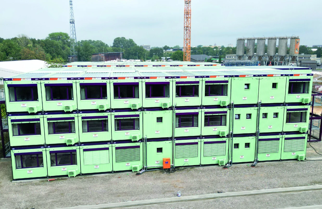 Außenansicht der modularen Verwaltungsanlage der Stadtreinigung Hamburg